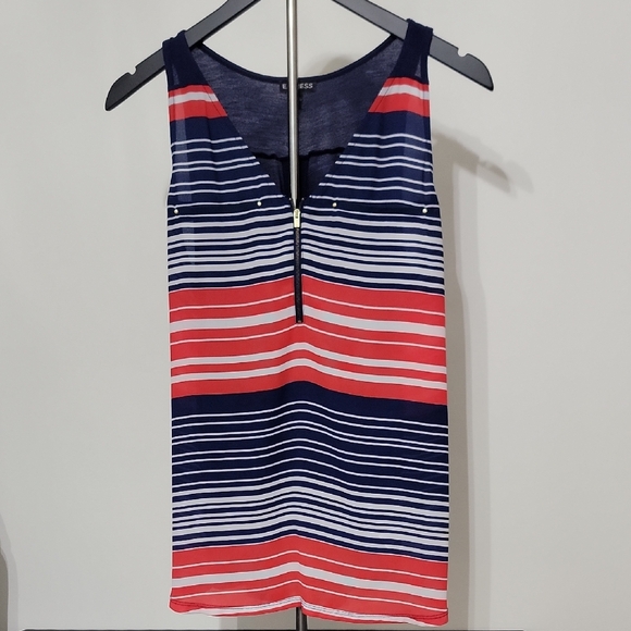 Express Navy and Red Striped Sleeveless Top - Picture 1 of 1